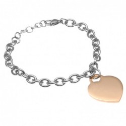 bracciale donna con cuore in acciaio catena forzatina