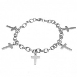 bracciale donna con croci in acciaio