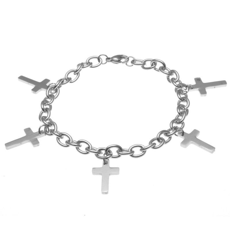 bracciale donna con croci in acciaio