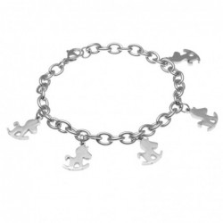 bracciale donna con cavalluci a dondolo in acciaio