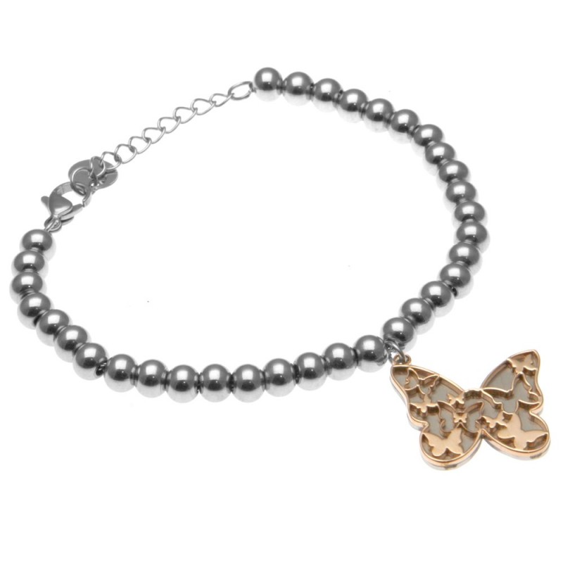 bracciale donna con farfalla catena a palline