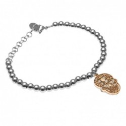 bracciale donna con teschio catena a palline