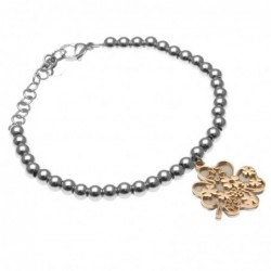 bracciale donna con quadrifoglio catena a palline