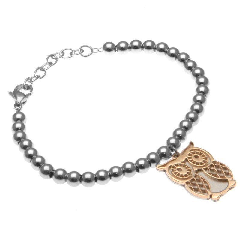 bracciale donna con gufo catena a palline