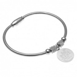 bracciale donna rigido con famiglia in acciaio