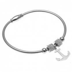 bracciale donna rigido con ancora in acciaio