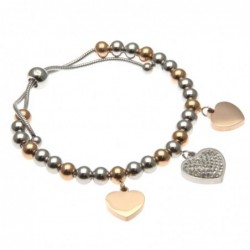 bracciale donna in acciaio con cuori