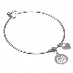 bracciale donna rigido con albero della vita in acciaio