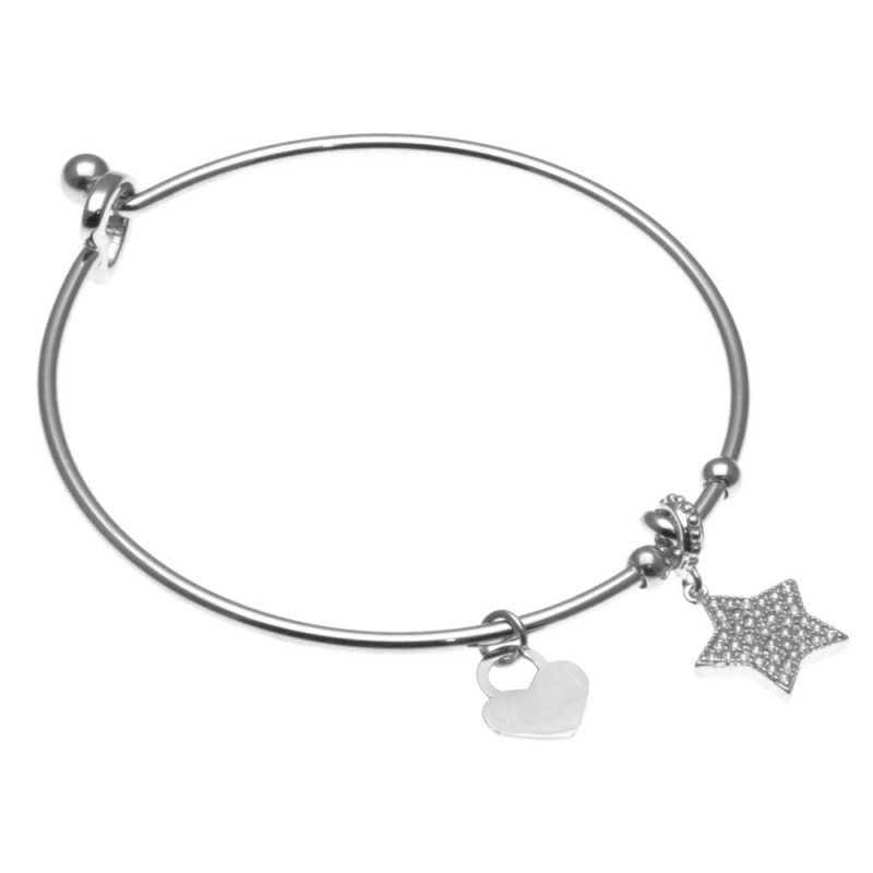 bracciale donna rigido con stelina in acciaio
