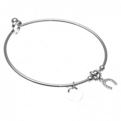 bracciale donna rigido con ferro di cavallo in acciaio