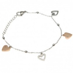 bracciale donna con cuoricini in acciaio