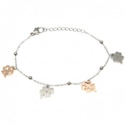 bracciale donna con quadrifogli in acciaio