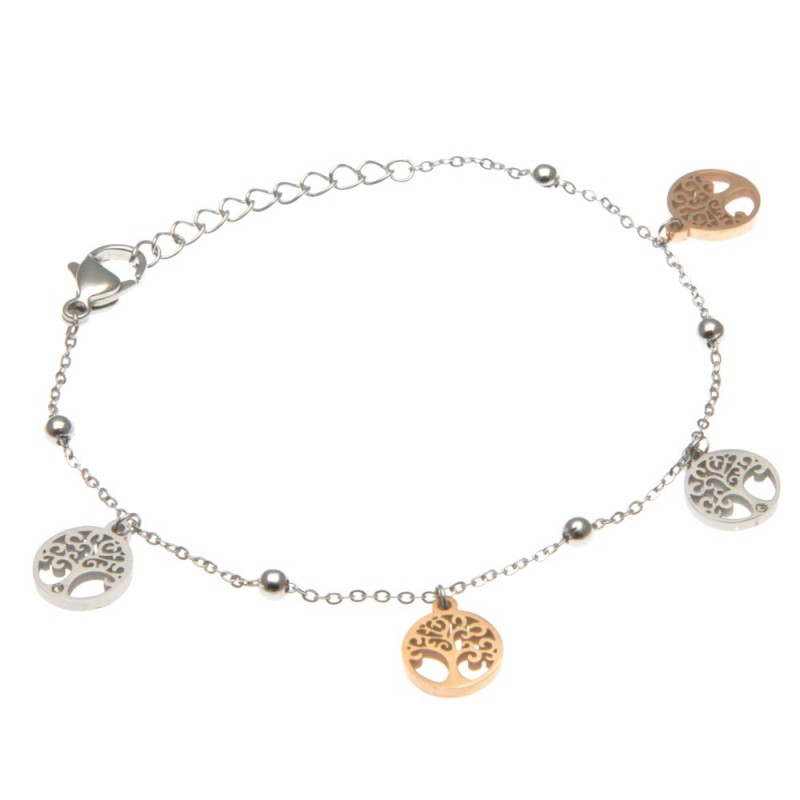 bracciale donna con alberi della vita in acciaio