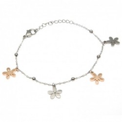 bracciale donna con fiorellini in acciaio