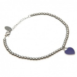 bracciale donna con cuoricino catena a palline in acciaio
