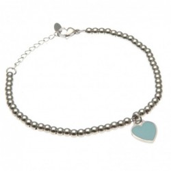 bracciale donna con cuoricino catena a palline in acciaio