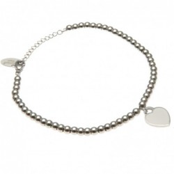 bracciale donna con cuoricino catena a palline in acciaio