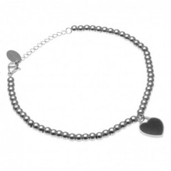 bracciale donna con cuoricino catena a palline in acciaio