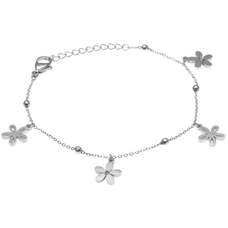 bracciale donna con fiorellini in acciaio