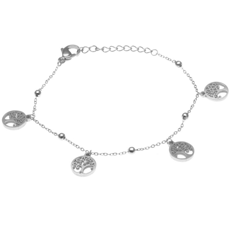 bracciale donna con alberi della vita in acciaio