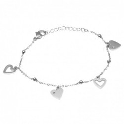 bracciale donna con cuoricini in acciaio