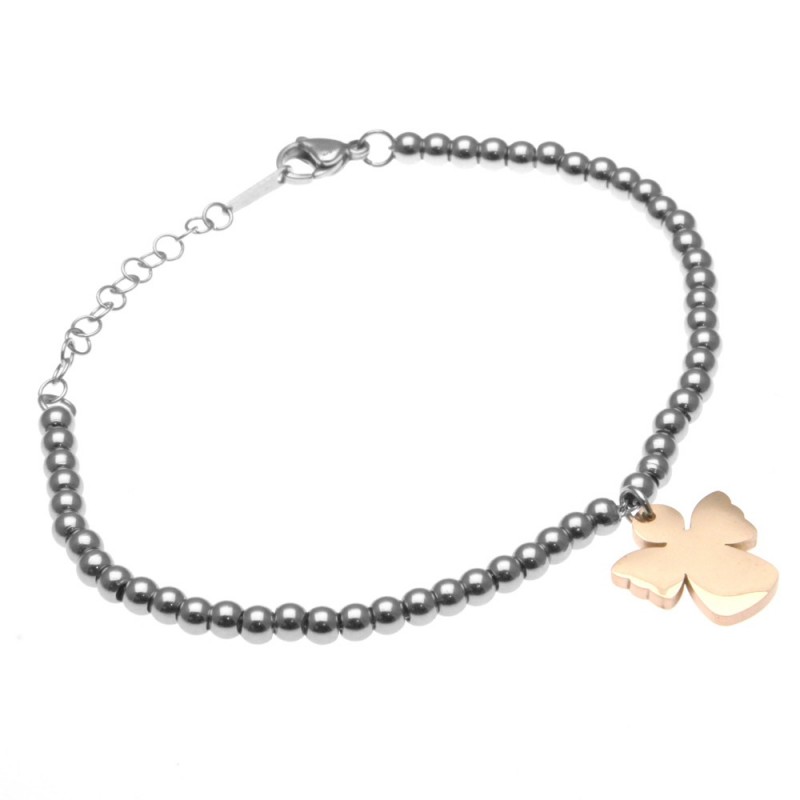 bracciale donna con angioletto catena a palline in acciaio