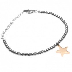 bracciale donna con stellina catena a palline in acciaio