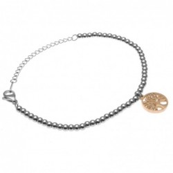 bracciale donna con albero della vita catena a palline in acciaio