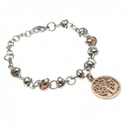 bracciale donna con albero della vita catena ad anelli intrecciati in acciaio