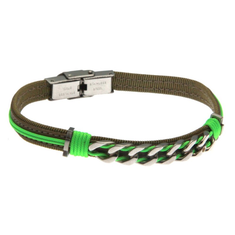 bracciale uomo in tessuto elemento grumetta in acciaio