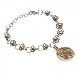 bracciale donna con gufo catena ad anelli intrecciati in acciaio