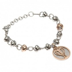 bracciale donna con mongolfiera catena ad anelli intrecciati in acciaio
