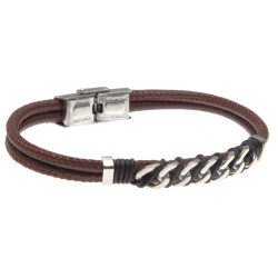 bracciale uomo pelle e grumetta in acciaio