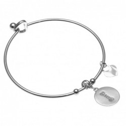 bracciale donna rigido con lettera i in acciaio e strass