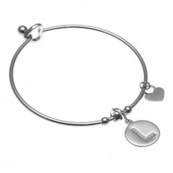 bracciale donna rigido con lettera l in acciaio e strass