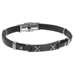 bracciale uomo pelle con piastra in acciaio