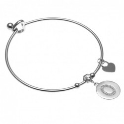 bracciale donna rigido con lettera o in acciaio e strass