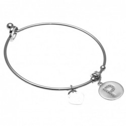 bracciale donna rigido con lettera p in acciaio e strass