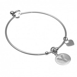 bracciale donna rigido con lettera y in acciaio e strass