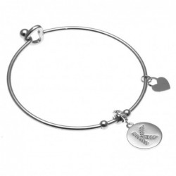 bracciale donna rigido con lettera k in acciaio e strass