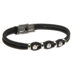 bracciale uomo in pelle elemento vite