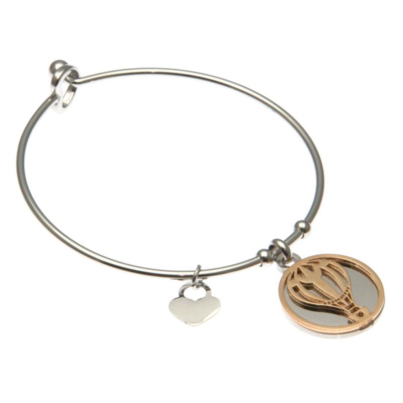 bracciale donna rigido con mongolfiera in acciaio