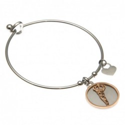 bracciale donna rigido con corno napoletano in acciaio