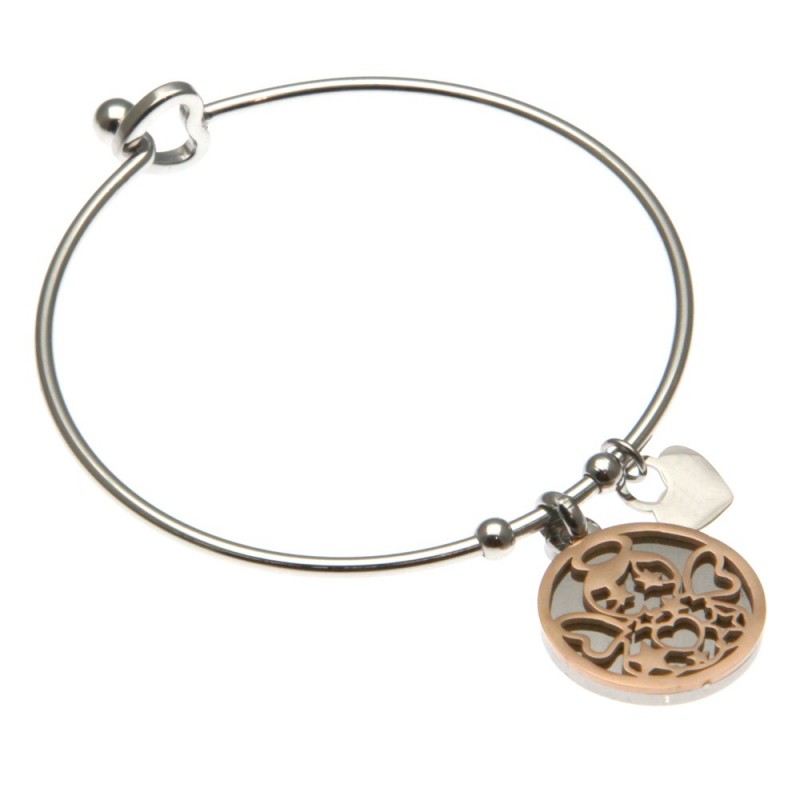 bracciale donna rigido con angioletto in acciaio