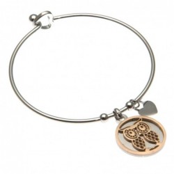 bracciale donna rigido con gufo in acciaio