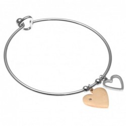 bracciale donna rigido con cuoricini in acciaio