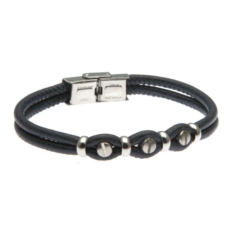 bracciale uomo in pelle elemento vite