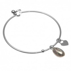 bracciale donna rigido in acciaio e conchiglia con strass colorati