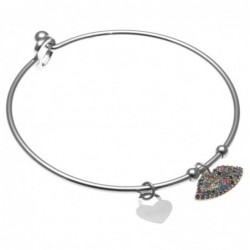 bracciale donna rigido in acciaio e labbra con strass colorati
