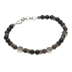 bracciale uomo simboli marinari acciaio e pietre